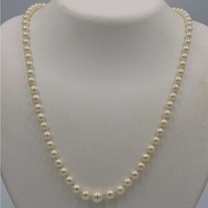 14k Solid White Gold Clasp 4mm to 8mm Genuine Cultured Pearl Necklace 21"
